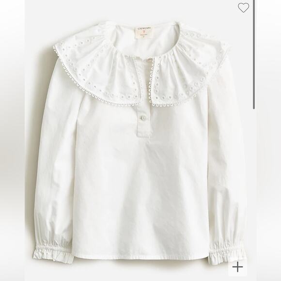 Crewcuts Other - J. Crew Crewcuts Girls' oversized eyelet-collar top White Small NWOT BT820